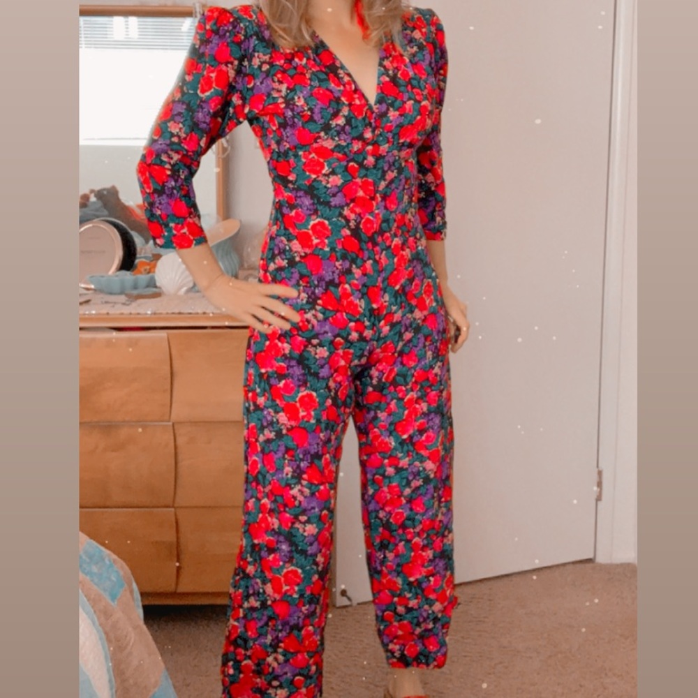 1980s Floral Vintage Jumpsuit